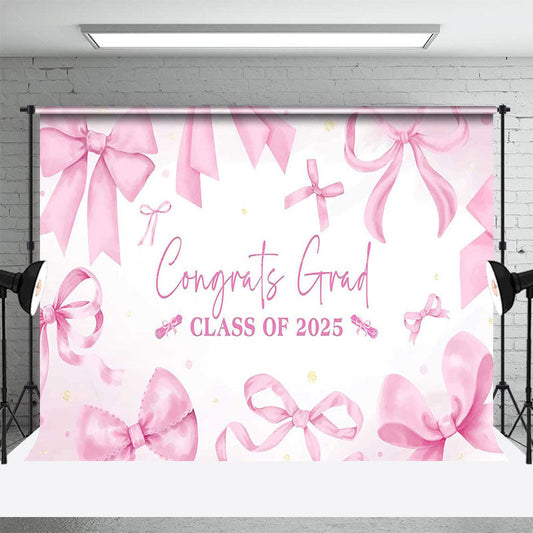 Lofaris Pink Bow Tie Class of 2025 Congrats Grad Backdrop