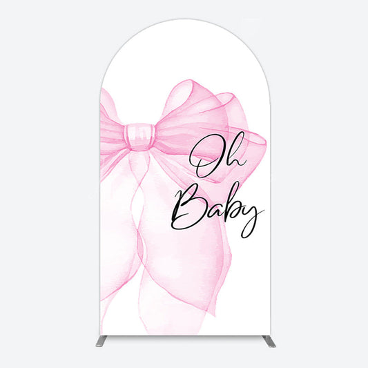 Lofaris Pink Bow Tie Oh Baby Gender Reveal Arch Backdrop
