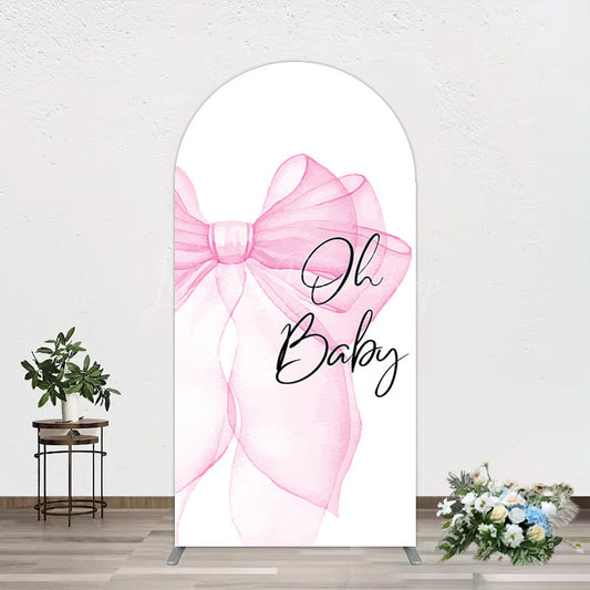 Lofaris Pink Bow Tie Oh Baby Gender Reveal Arch Backdrop
