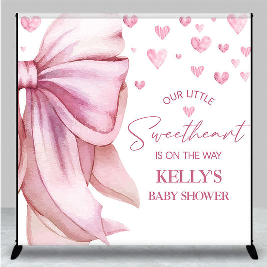 Lofaris Pink Bow Tie Sweatheart Custom Baby Shower Backdrop