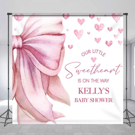 Lofaris Pink Bow Tie Sweatheart Custom Baby Shower Backdrop