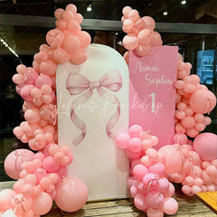 Lofaris Pink Bow White Birthday Party Arch Backdrop