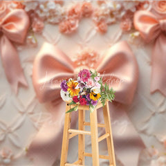 Lofaris Pink Bows Fine Art Backdrop Pastel Ribbon Floral Texture Background Newborn Girl Photography Prop
