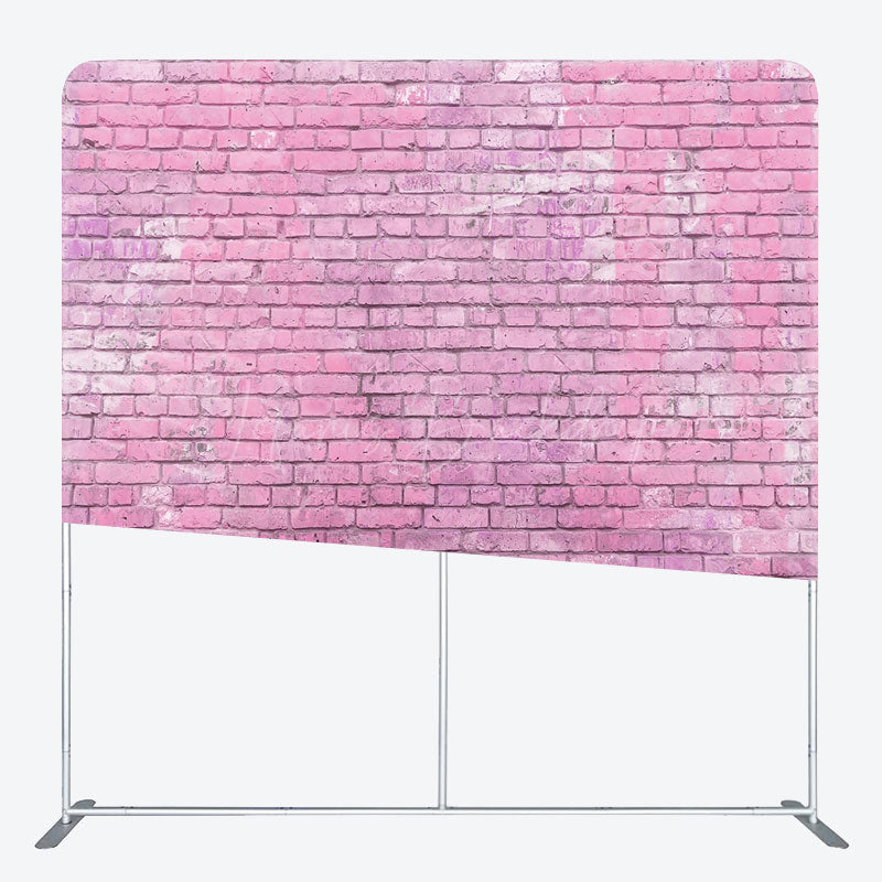 Lofaris Pink Brick Wall Double-Sided Tension Fabric Backdrop for Chic Party Decor Urban Loft Style Photo Booth