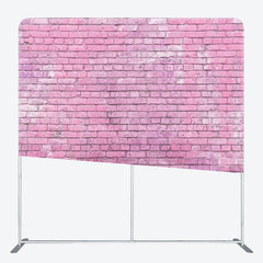 Lofaris Pink Brick Wall Double-Sided Tension Fabric Backdrop for Chic Party Decor Urban Loft Style Photo Booth