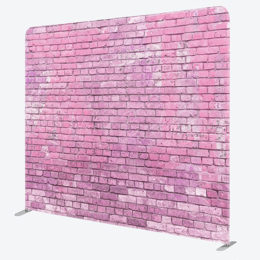 Lofaris Pink Brick Wall Double-Sided Tension Fabric Backdrop for Chic Party Decor Urban Loft Style Photo Booth