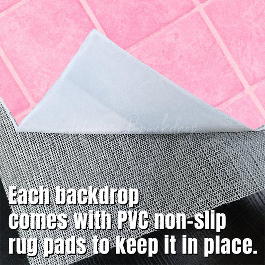 Lofaris Pink Brick Wall Girl Theme Fabric Floor Backdrop