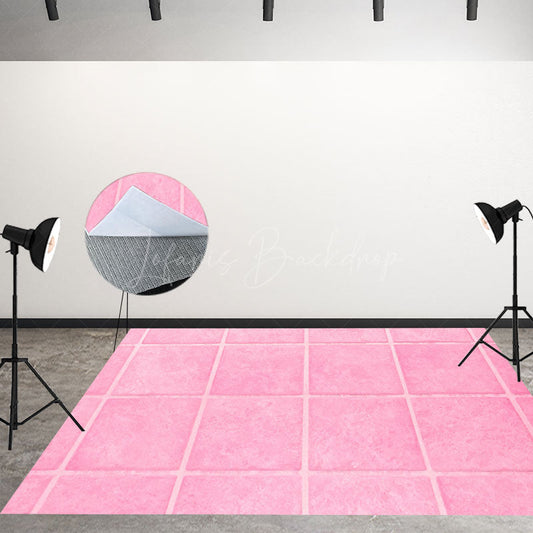 Lofaris Pink Brick Wall Girl Theme Fabric Floor Backdrop