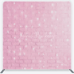 Lofaris Pink Brick Wall with Fairy Lights Tension Fabric Backdrop Sweet Girl Room Photography Background