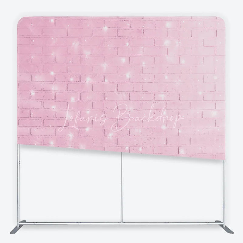 Lofaris Pink Brick Wall with Fairy Lights Tension Fabric Backdrop Sweet Girl Room Photography Background