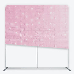 Lofaris Pink Brick Wall with Fairy Lights Tension Fabric Backdrop Sweet Girl Room Photography Background