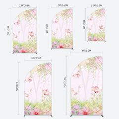 Lofaris Pink Butterfly Spring Cartoon Birthday Half Moon Arch Backdrop