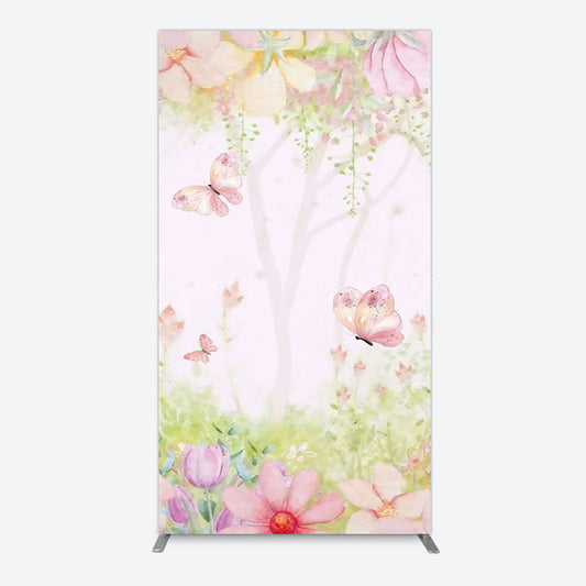 Lofaris Pink Butterfly Spring Cartoon Birthday Rectangle Backdrop