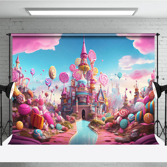 Lofaris Pink Candyland Dreamy Castle Photography Backdrop
