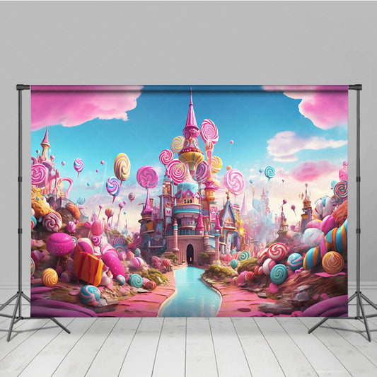 Lofaris Pink Candyland Dreamy Castle Photography Backdrop