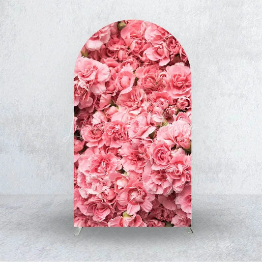Lofaris Pink Carnation Floral Wall Arch Backdrop 3D Flowers Photo Prop Elegant Wedding Bridal Shower Decor