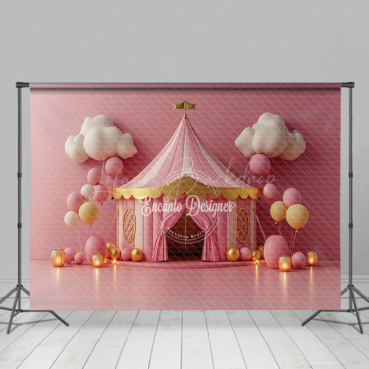 Lofaris Pink Circus Tent Birthday Cake Smash Backdrop For Girl