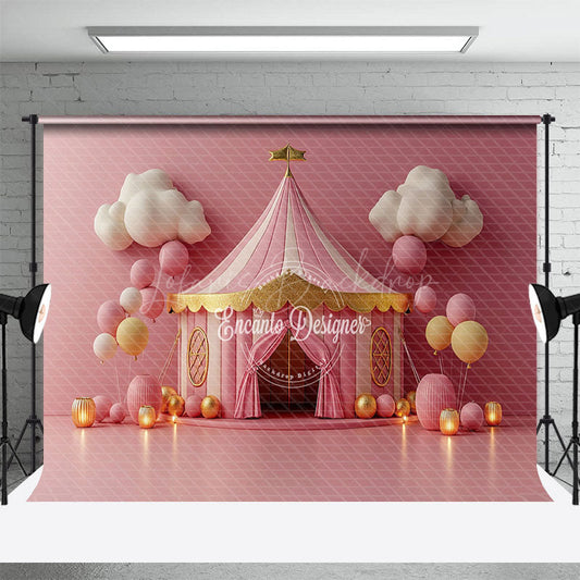 Lofaris Pink Circus Tent Birthday Cake Smash Backdrop For Girl