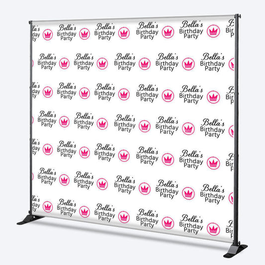 Lofaris Pink Crown Custom Birthday Step And Repeat Banner