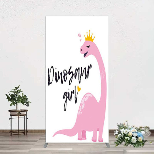 Lofaris Pink Dinosaur Girl Birthday Party Rectangle Backdrop