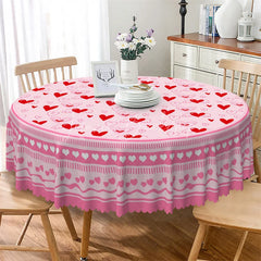 Lofaris Pink Doodle Heart Wing Round Tablecloth Sketch Love Pattern Table Cover for Baby Shower