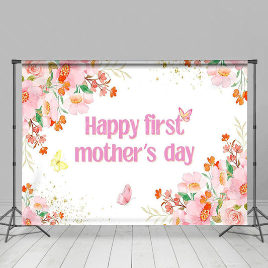 Lofaris Pink Elegant Floral Happy First Mothers Day Backdrop