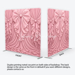 Lofaris Pink Fabric Draped Bows Ruffles Square Double-Sided Backdrop Elegant Romantic Party Decoration.