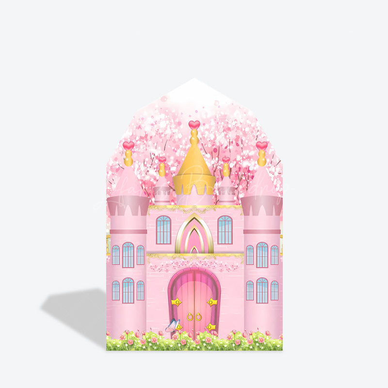 Lofaris Pink Fairy Princess Castle Barn Door Arch Backdrop