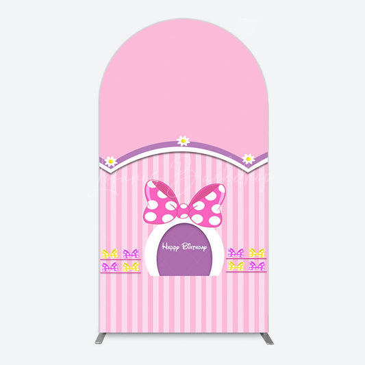 Lofaris Pink Fairy Tale Mouse Happy Birthday Arch Backdrop
