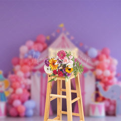 Lofaris pink fairytale circo tent cake Smash Photo Backdrop