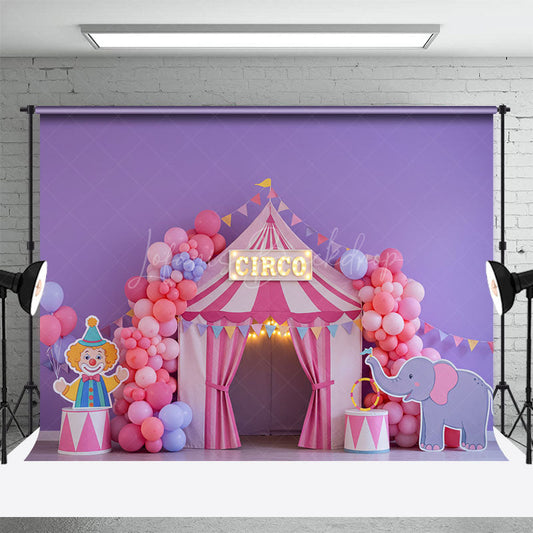 Lofaris pink fairytale circo tent cake Smash Photo Backdrop