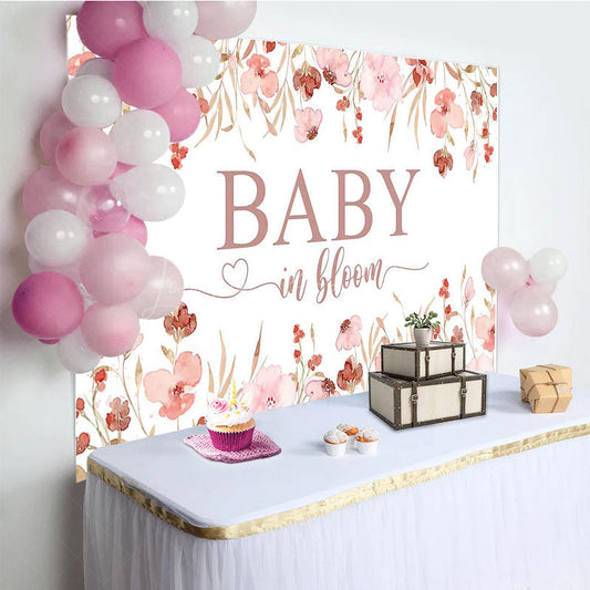 Lofaris Pink Floral Baby In Bloom Gender Reveal Backdrop