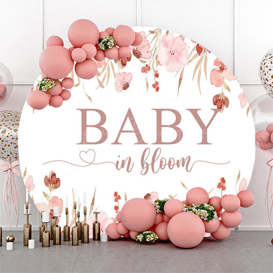 Lofaris Pink Floral Baby In Bloom Round Gender Reveal Backdrop