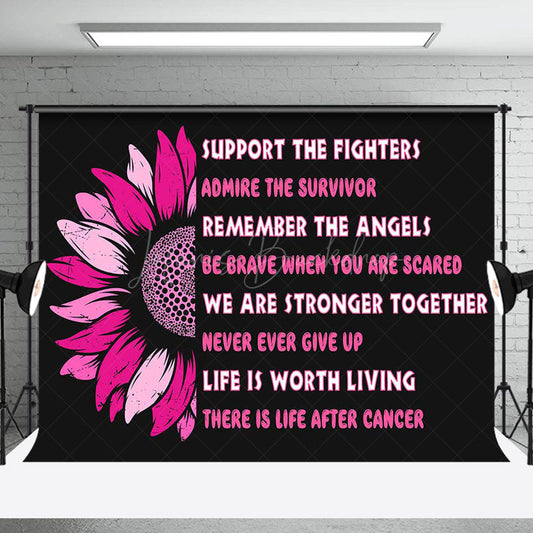 Lofaris Pink Floral Breast Cancer Awareness Month Backdrop