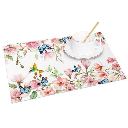 Lofaris Pink Floral Butterflies Spring Set of 4 Placemats