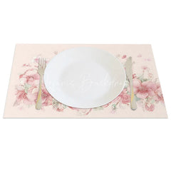 Lofaris Pink Floral Easter Bunny Set of 4 Placemats Cute Rabbit Spring Flower Table Mats for Dining Room