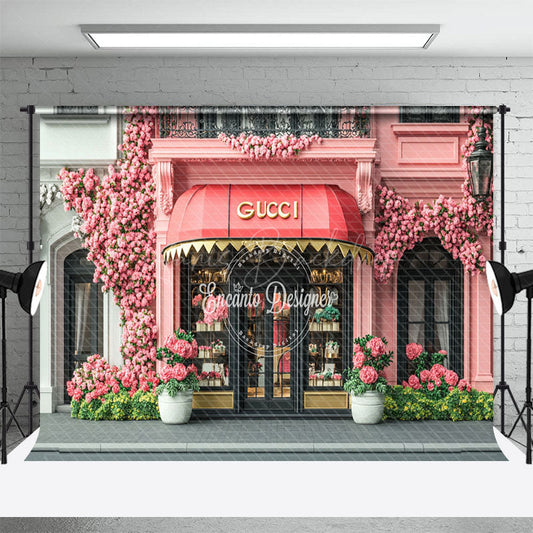 Lofaris Pink Floral Luxury Store Street Spring Backdrop