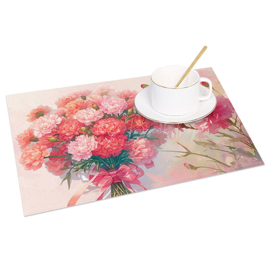 Lofaris Pink Floral Mothers Day Holiday Set of 4 Placemats