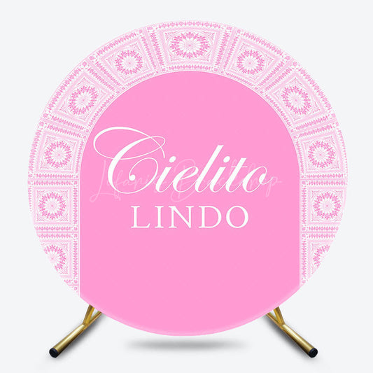 Lofaris Pink Floral Pattern Cielito Lindo Round Backdrop