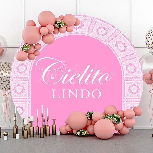 Lofaris Pink Floral Pattern Cielito Lindo Round Backdrop
