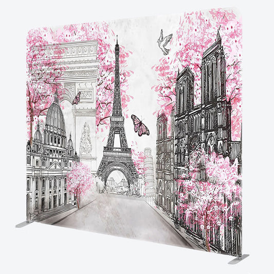 Lofaris Pink Floral Tree French Vibe Pillow Case Backdrop