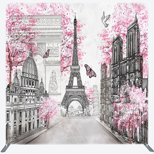 Lofaris Pink Floral Tree French Vibe Pillow Case Backdrop