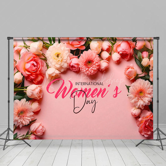 Lofaris Pink Floral Wall International Womens Day Backdrop