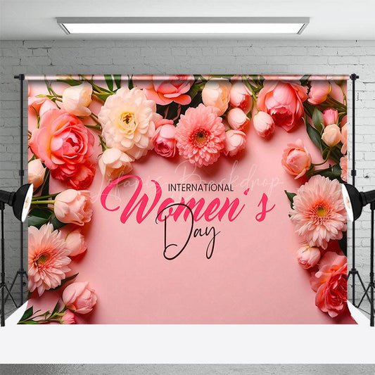 Lofaris Pink Floral Wall International Womens Day Backdrop