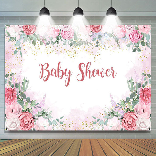 Lofaris Pink Flowers Spring Vibe Sweet Baby Shower Backdrop