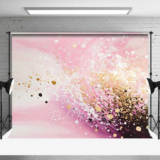 Lofaris Pink Fluid Art and Gold Dust Backdrop Abstract Watercolor Photography Background Modern Party Decor