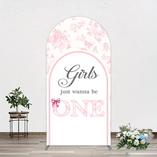 Lofaris Pink Girls Just Wanna Be One Birthday Arch Backdrop