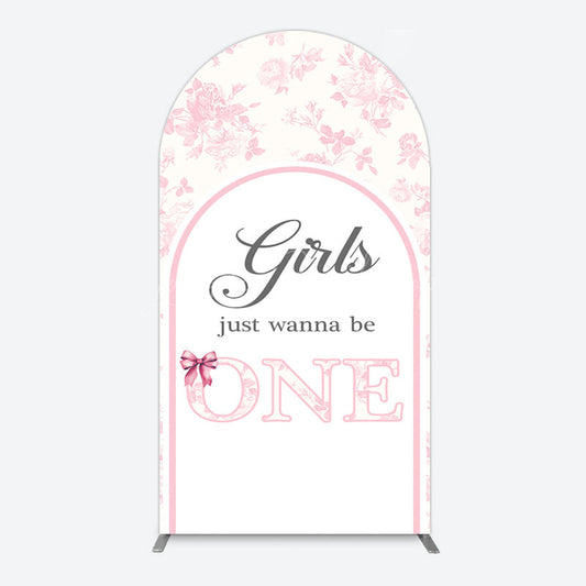 Lofaris Pink Girls Just Wanna Be One Birthday Arch Backdrop