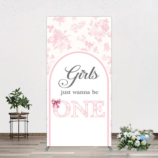 Lofaris Pink Girls Just Wanna Be One Birthday Rectangle Backdrop