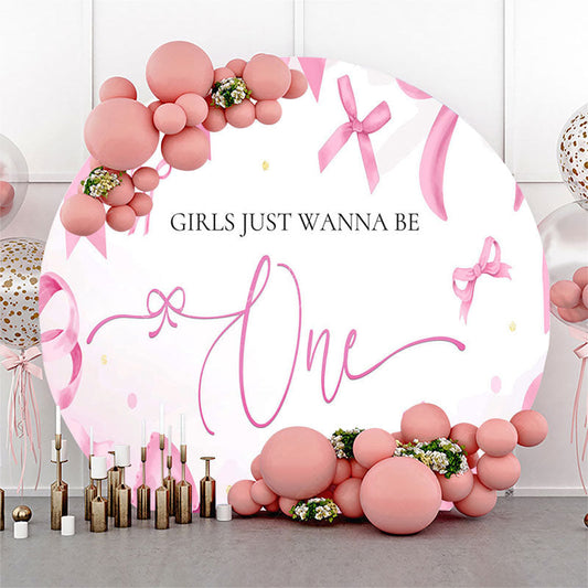 Lofaris Pink Girls Just Wanna Be One Round Birthday Backdrop